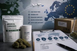 Medical cannabis prepared for export from Canada to Europe.